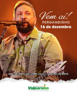 Dia do Evangélico em Valparaíso de Goiás terá o cantor gospel Fernandinho como atração