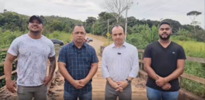 Prefeitos Pábio Mossoró e Carlinhos do Mangão, de Novo Gama, dão ordem de serviço para construção da ponte Pacaembu-Pedregal